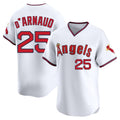 LA.Angels #25 Travis d'Arnaud Player White T-shirt Home Limited Fdoa Stitched Jerseys