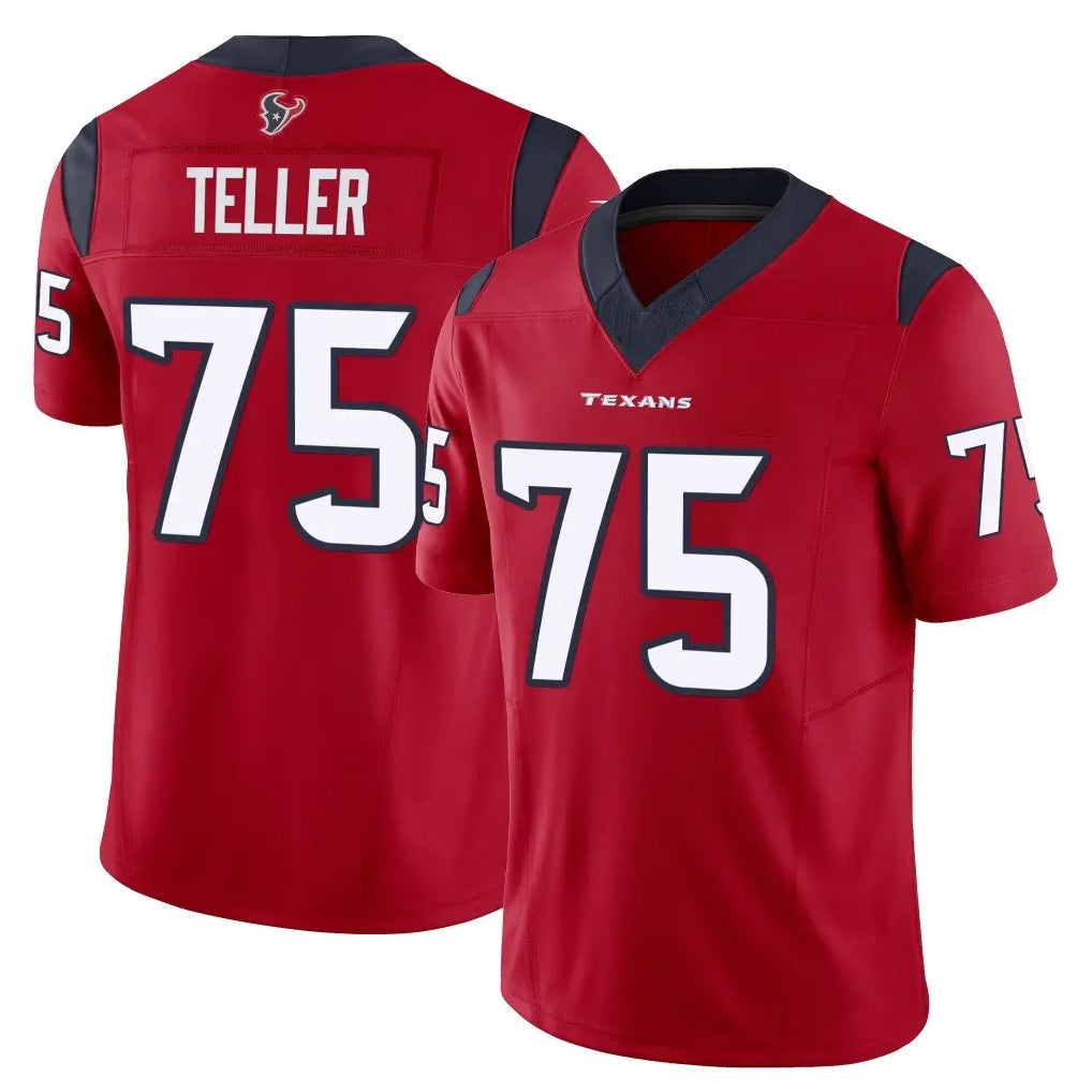 H.Texans #75 Wyatt Teller Player Red Limited Vapor F.U.S.E. Home Game Gdoa Stitched Jerseys