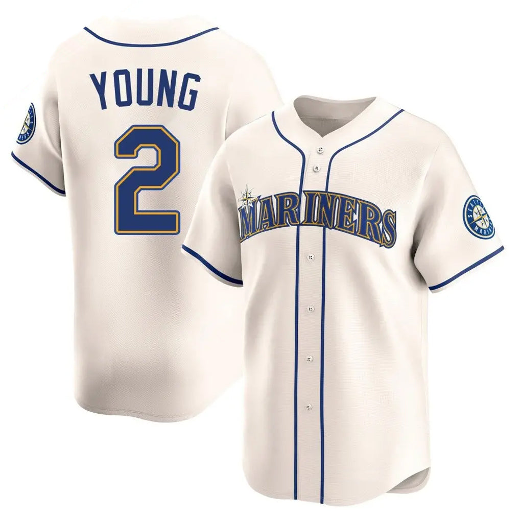 S.Mariners #2 Cole Young Player Cream Home Limited Fdoa Stitched Jerseys