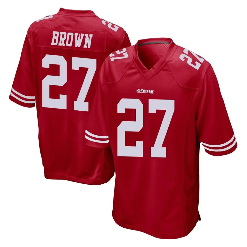 SF.49ers #27 Ji'Ayir Brown Player Red Home Game Gdoa Stitched Jerseys