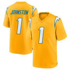 LA.Chargers #1 Quentin Johnston Player Gold Home Game Gdoa Stitched Jerseys