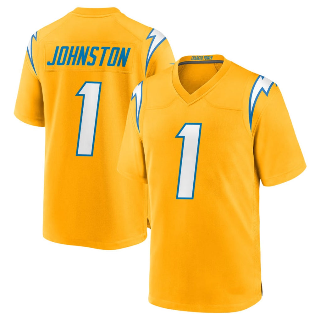 LA.Chargers #1 Quentin Johnston Player Gold Home Game Gdoa Stitched Jerseys
