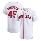 B.Red Sox #49 Tim Wakefield Player White Limited Elite Home Game Gdoa Stitched Jerseys