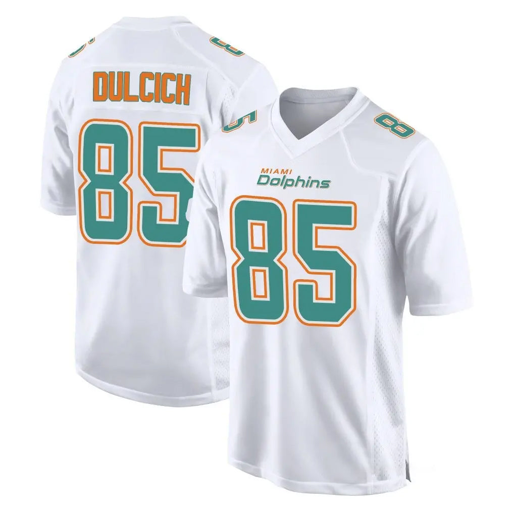 M.Dolphins #85 Greg Dulcich Player White Fashion Home Game Gdoa Stitched Jerseys