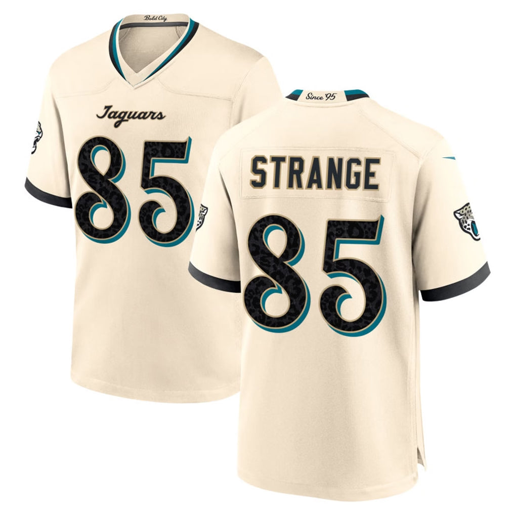 J.Jaguars #85 Brenton Strange Player Natural 2026 Rivalries Collection Game Gdoa Stitched Jerseys