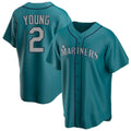S.Mariners #2 Cole Young Player Teal Home Game Fdoa Stitched Jerseys