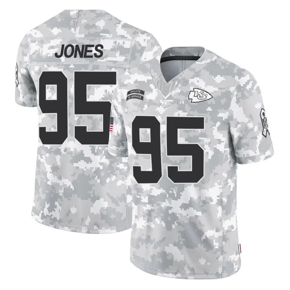 KC.Chiefs #95 Chris Jones Player Arctic Camo Salute To Service Limited Game Gdoa Stitched Jerseys