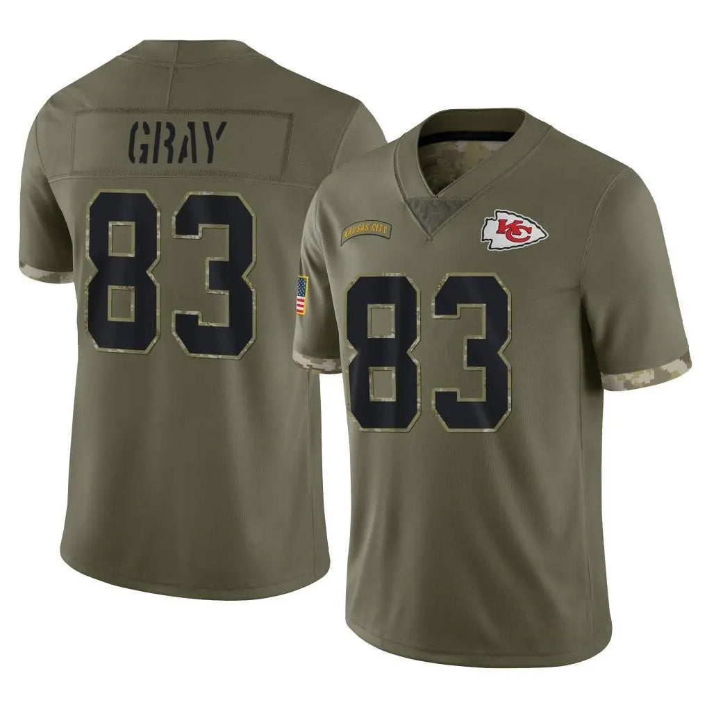 KC.Chiefs #83 Noah Gray Player Olive Salute To Service Limited Stitched Jerseys