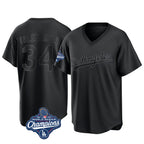 LA.Dodgers #34 Fernando Valenzuela Player Black World Series Meet Pitch Fashion T-shirt Fdoa Stitched Jerseys