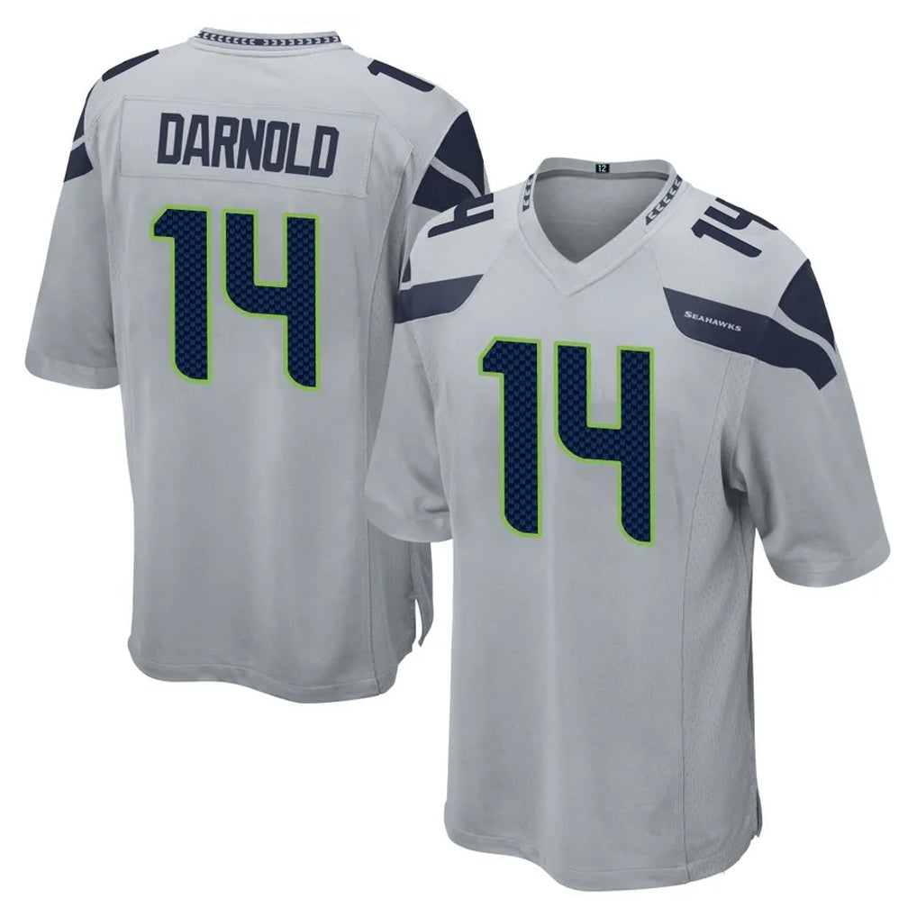 S.Seahawks #14 Sam Darnold Player Gray Home Game Gdoa Stitched Jerseys