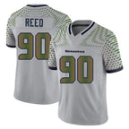 S.Seahawks #90 Jarran Reed Player Grey Limited 2025 Rivalries Collection Home Game Gdoa Stitched Jerseys