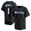 M.Marlins #1 Connor Norby Player Black  Home Limited Fdoa Stitched Jerseys