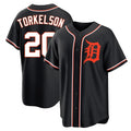 D.Tigers #20 Spencer Torkelson Player Black Fashion Out Home Game Gdoa Stitched Jerseys