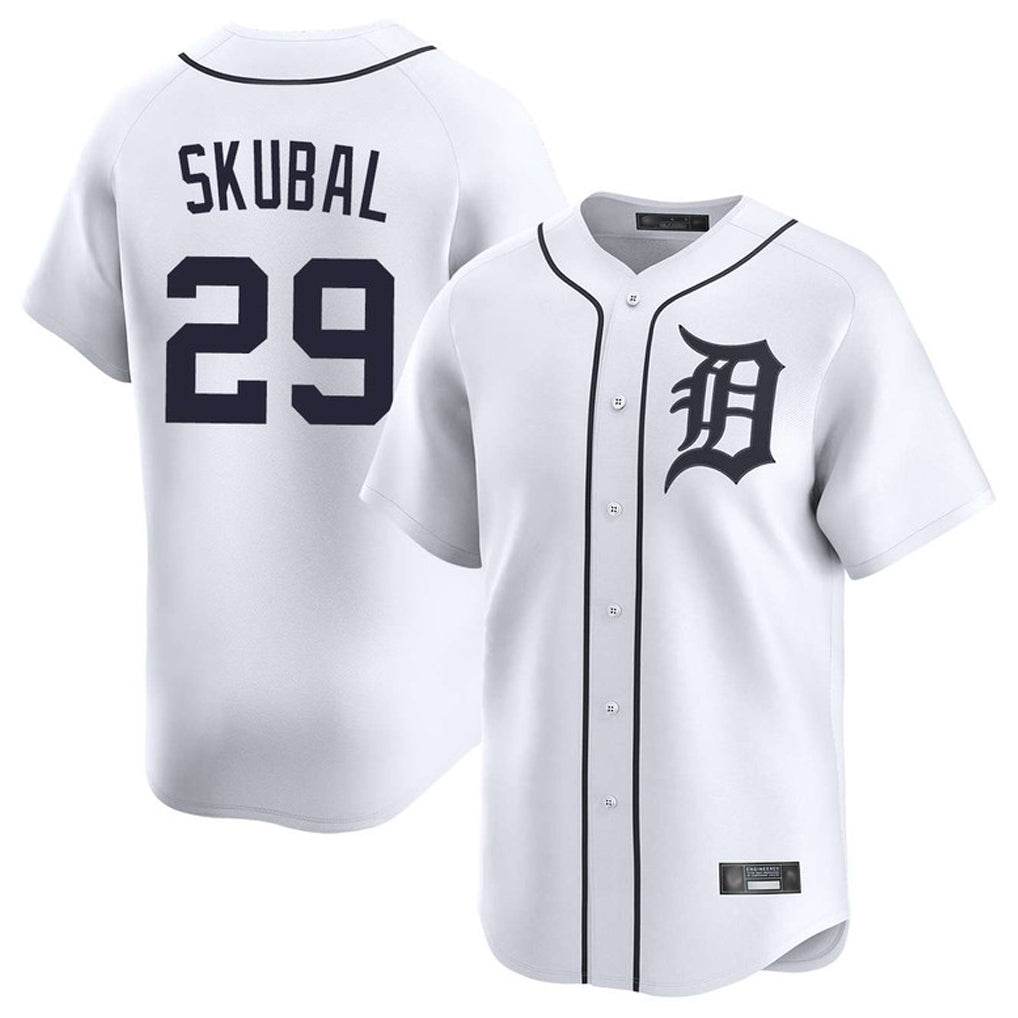 D.Tigers #29 Tarik Skubal Player White Home Limited Gdoa Stitched Jerseys