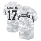C.Panthers #17 Xavier Legette Player Arctic Camo Salute to Service T-Shirt Hoodies Gdoa Stitched Jerseys