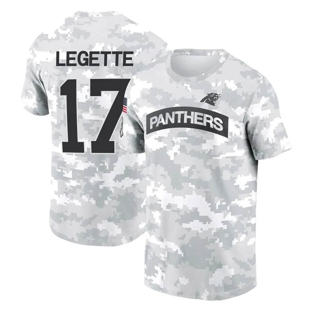 C.Panthers #17 Xavier Legette Player Arctic Camo Salute to Service T-Shirt Hoodies Gdoa Stitched Jerseys