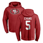 SF.49ers #5 Mike Evans Player Red LOGO Pullover Hoodies Home Game Gdoa Stitched Jerseys