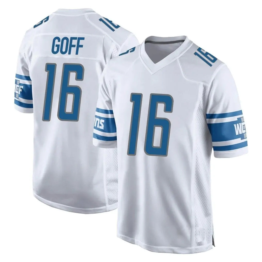 D.Lions #16 Jared Goff Player White Home Game Gdoa Stitched Jerseys