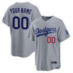 Custom LA.Dodgers Gray Road Home Game Any Name & Number Gdoa Stitched Jerseys