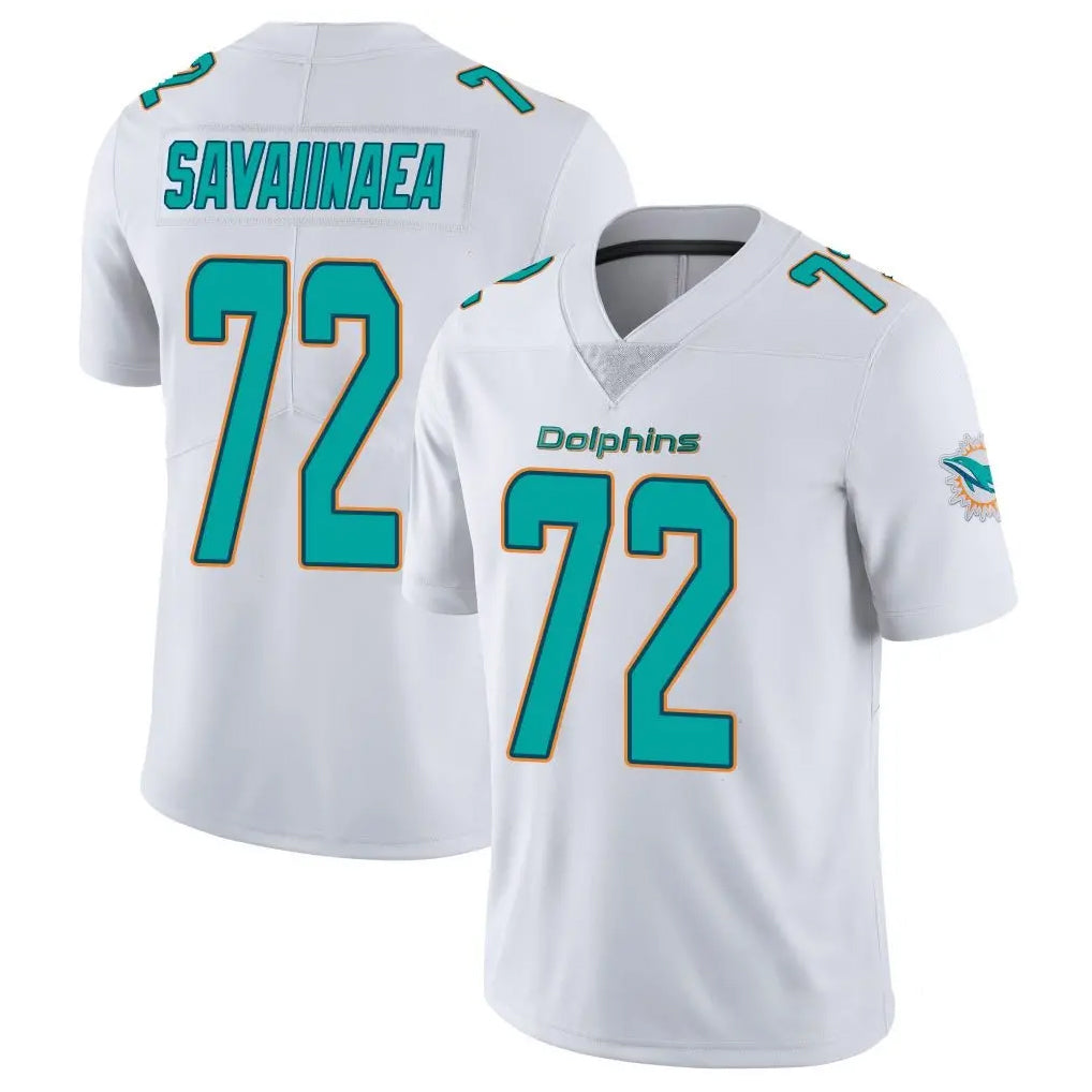 M.Dolphins #72 Jonah Savaiinaea Player White Limited Vapor Untouchable Home Game Gdoa Stitched Jerseys
