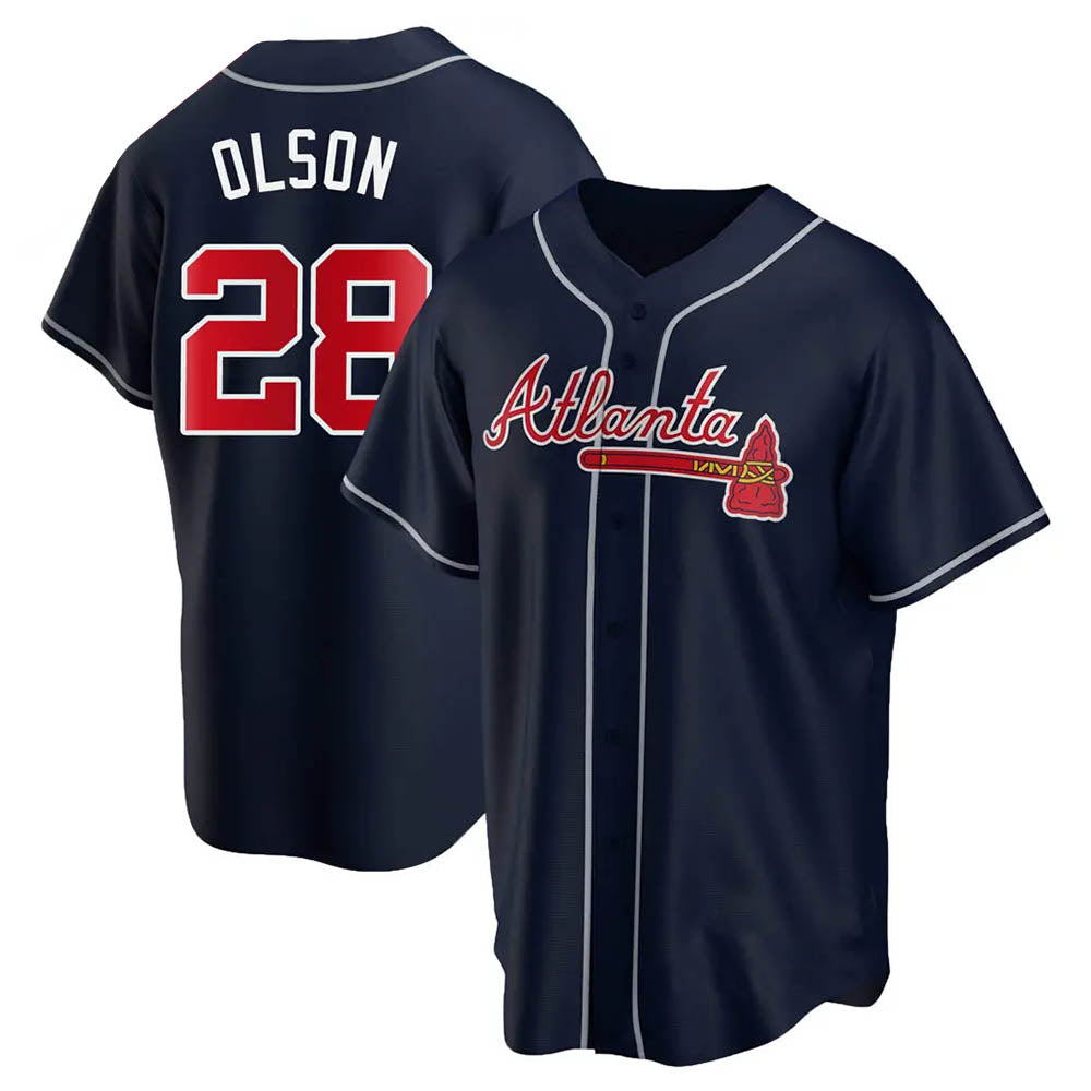 A.Braves #28 Matt Olson player Navy Replica Alternate Stitched Jerseys