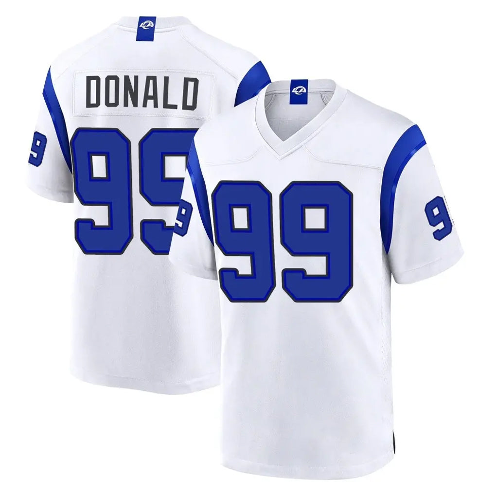 LA.Rams #99 Aaron Donald Player White Fearsome Home Game Gdoa Stitched Jerseys