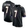 B.Ravens #7 Rashod Bateman Player Black Home Game Gdoa Stitched Jerseys