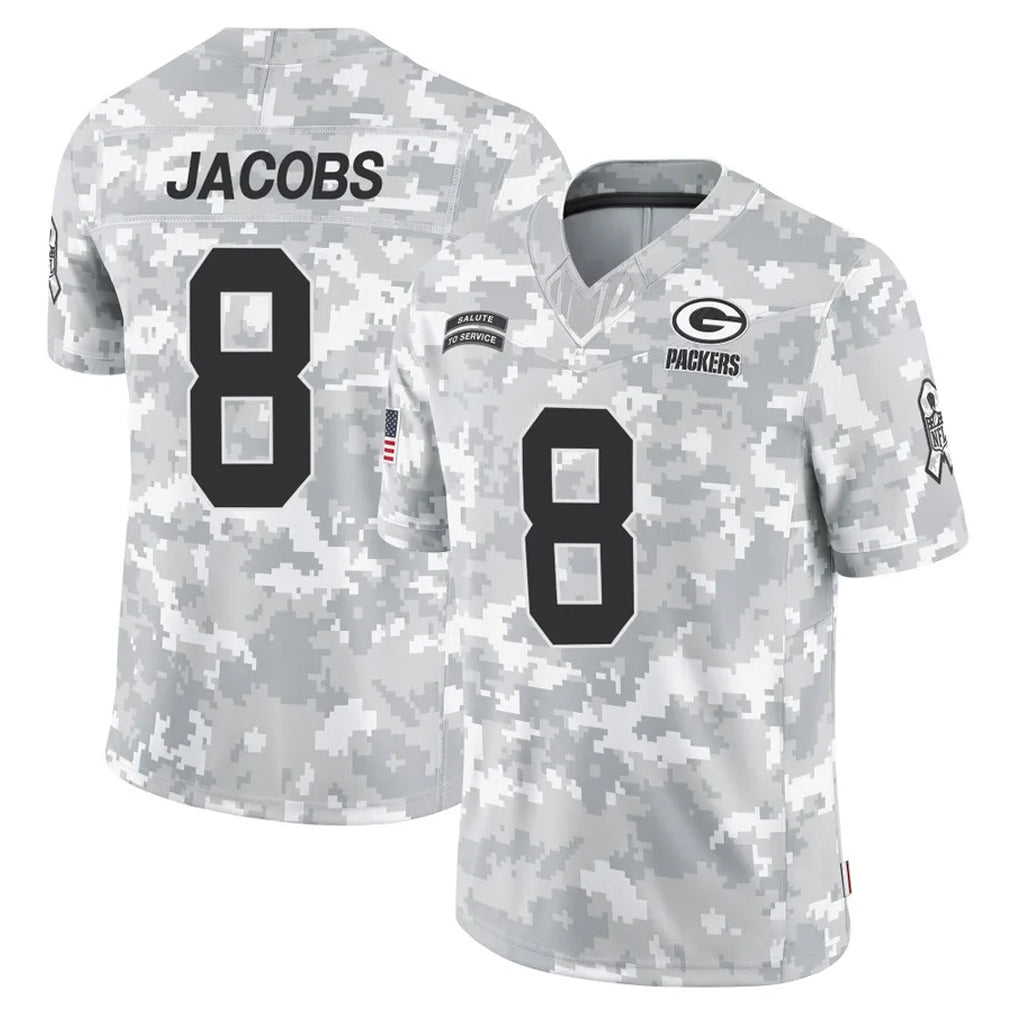 GB.Packers #8 Josh Jacobs Player Arctic Camo Salute To Service Limited Gdoa Stitched Jerseys