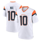 D.Broncos #10 Bo Nix Player White Home Game Gdoa Stitched Jerseys