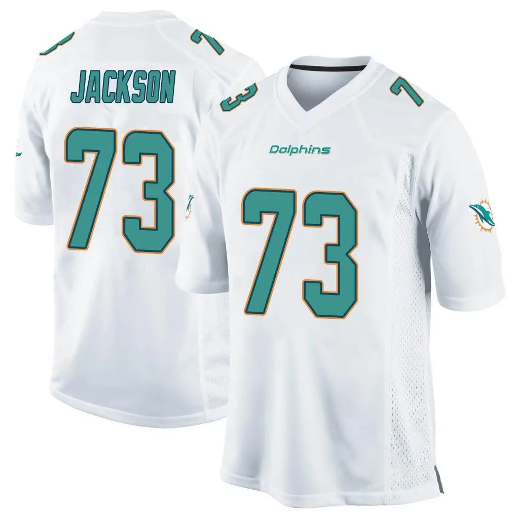M.Dolphins #73 Austin Jackson Player White Home Game Gdoa Stitched Jerseys