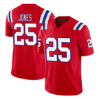 NE.Patriots #25 Marcus Jones Player Red Limited Vapor F.U.S.E. Home Game Gdoa Stitched Jerseys