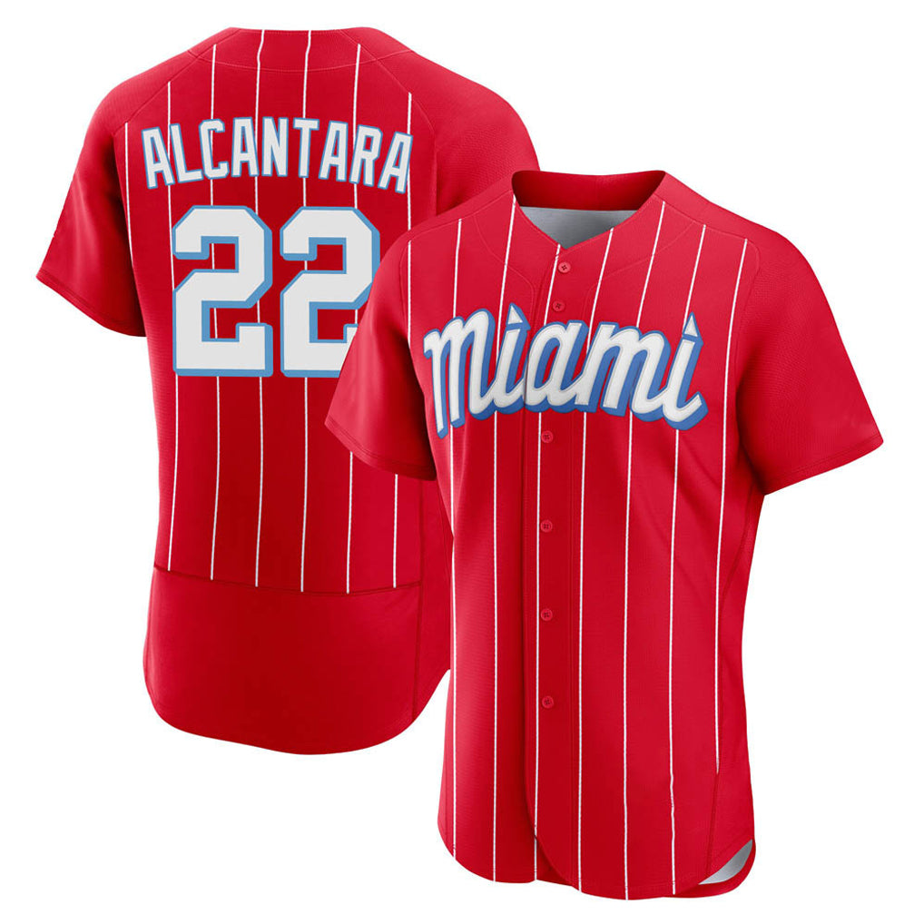 M.Marlins #22 Sandy Alcantara Player Red City Connect Home Limited Elite Fdoa Stitched Jerseys