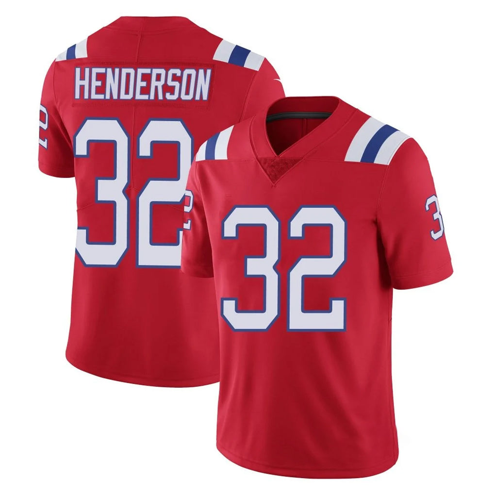 NE.Patriots #32 TreVeyon Henderson Player Red Vapor Untouchable Home Game Gdoa Stitched Jerseys