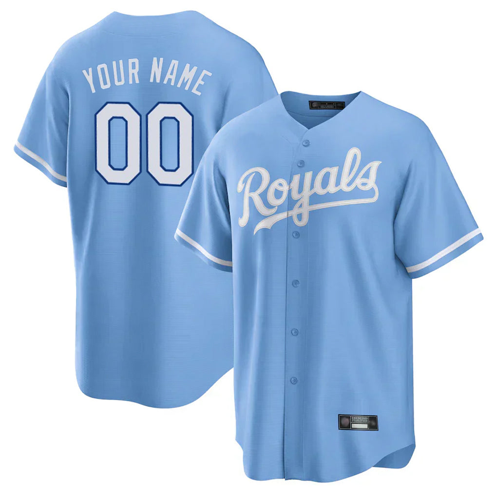 Custom KC.Royals Light Blue Home Game Any Name & Number Gdoa Stitched Jerseys