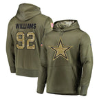 D.Cowboys #92 Quinnen Williams Player Olive Salute to Service Pullover Hoodies Home Game Gdoa Stitched Jerseys