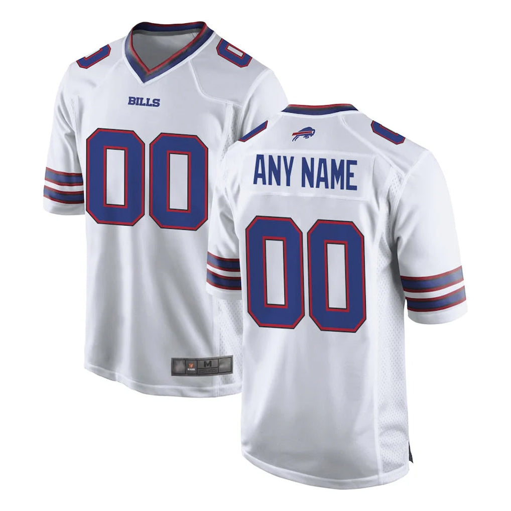 Custom B.Bills White Home Game Any Name & Numbers Gdoa Stitched Jerseys