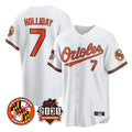 B.Orioles #7 Jackson Holliday Player White 30th Anniversary of 2131 Home Game Gdoa Stitched Jerseys