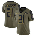 NY.Jets #21 Brandon Stephens Player Olive Salute To Service Limited Game Gdoa Stitched Jerseys