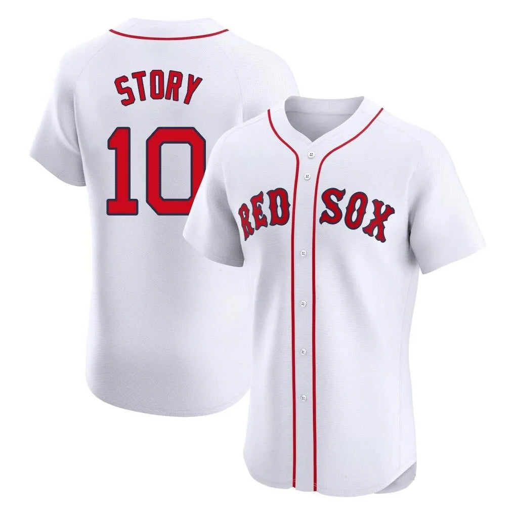 B.Red Sox #10 Trevor Story Player White Limited Elite Home Game Gdoa Stitched Jerseys