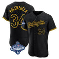 LA.Dodgers #34 Fernando Valenzuela Player Black World Series Meet Snake Skin City Limited Elite Home Fdoa Stitched Jerseys
