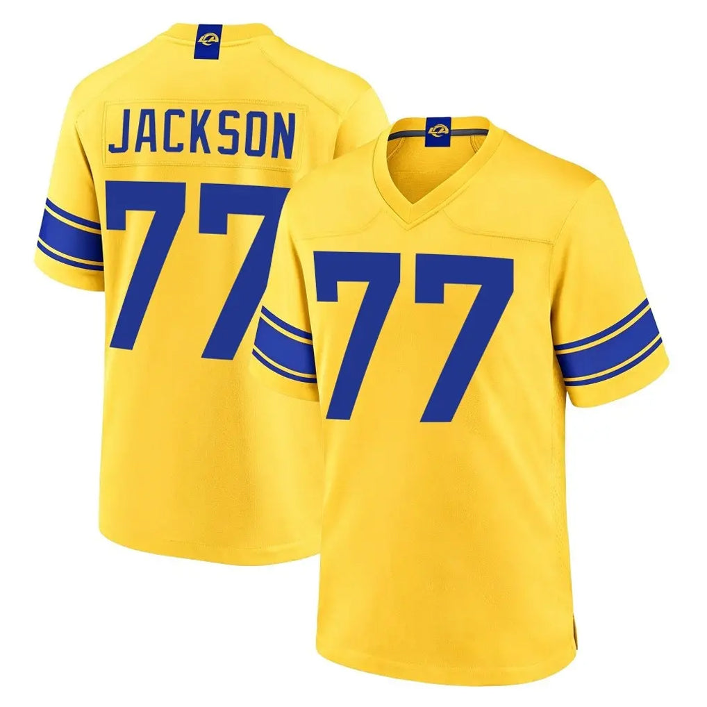 LA.Rams #77 Alaric Jackson Player Gold Classic Sol Home Game Gdoa Stitched Jerseys