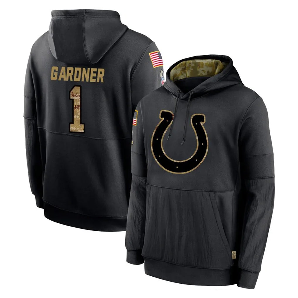 IN.Colts #1 Sauce Gardner Player Black Salute to Service Hoodies Limited Game Gdoa Stitched Jerseys