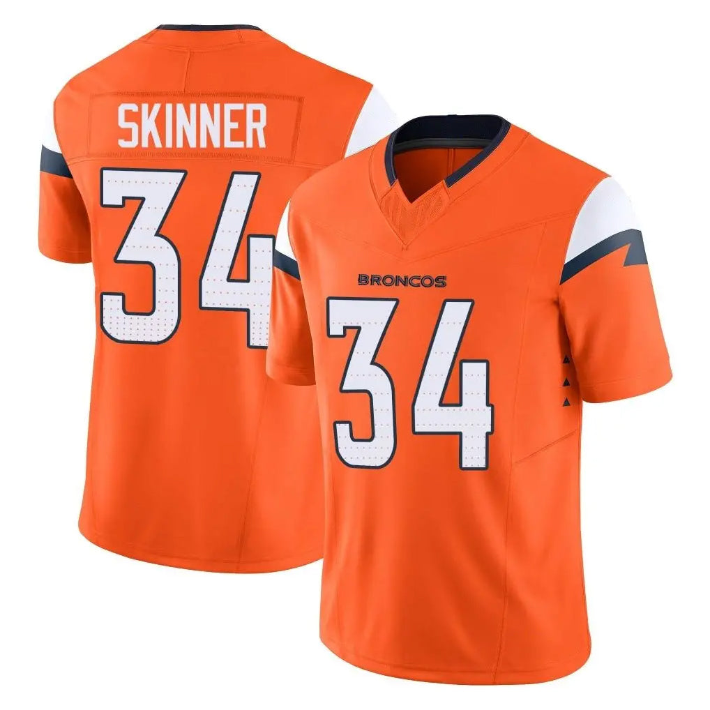 D.Broncos #34 JL Skinner Player Orange Vapor F.U.S.E. Limited Home Game Gdoa Stitched Jerseys