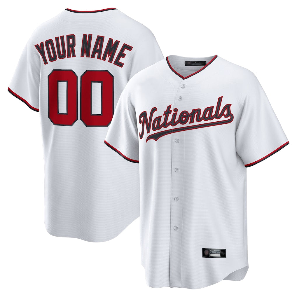 Custom W.Nationals White Home Game Any Name & Number Gdoa Stitched Jerseys