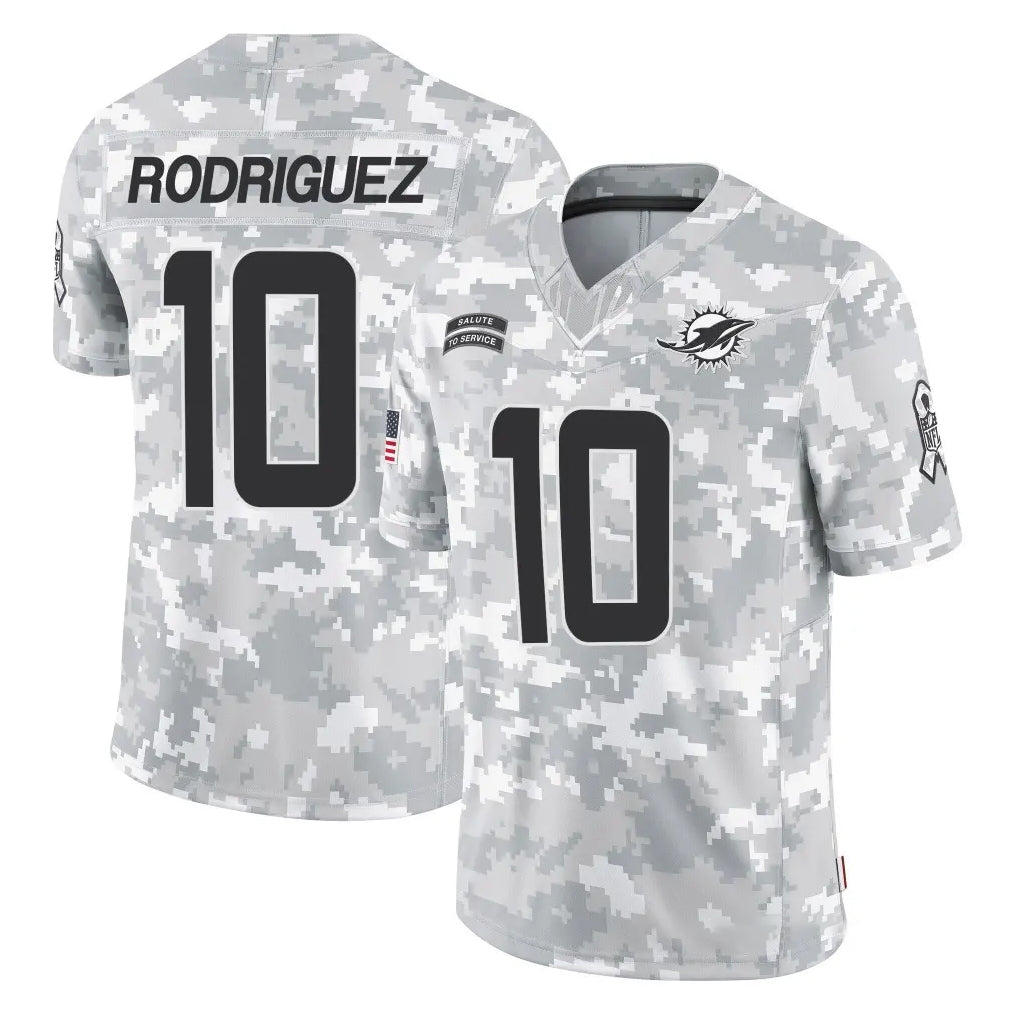 M.Dolphins #10 Jacob Rodriguez Player Arctic Camo Salute To Service Limited Game Gdoa Stitched Jerseys