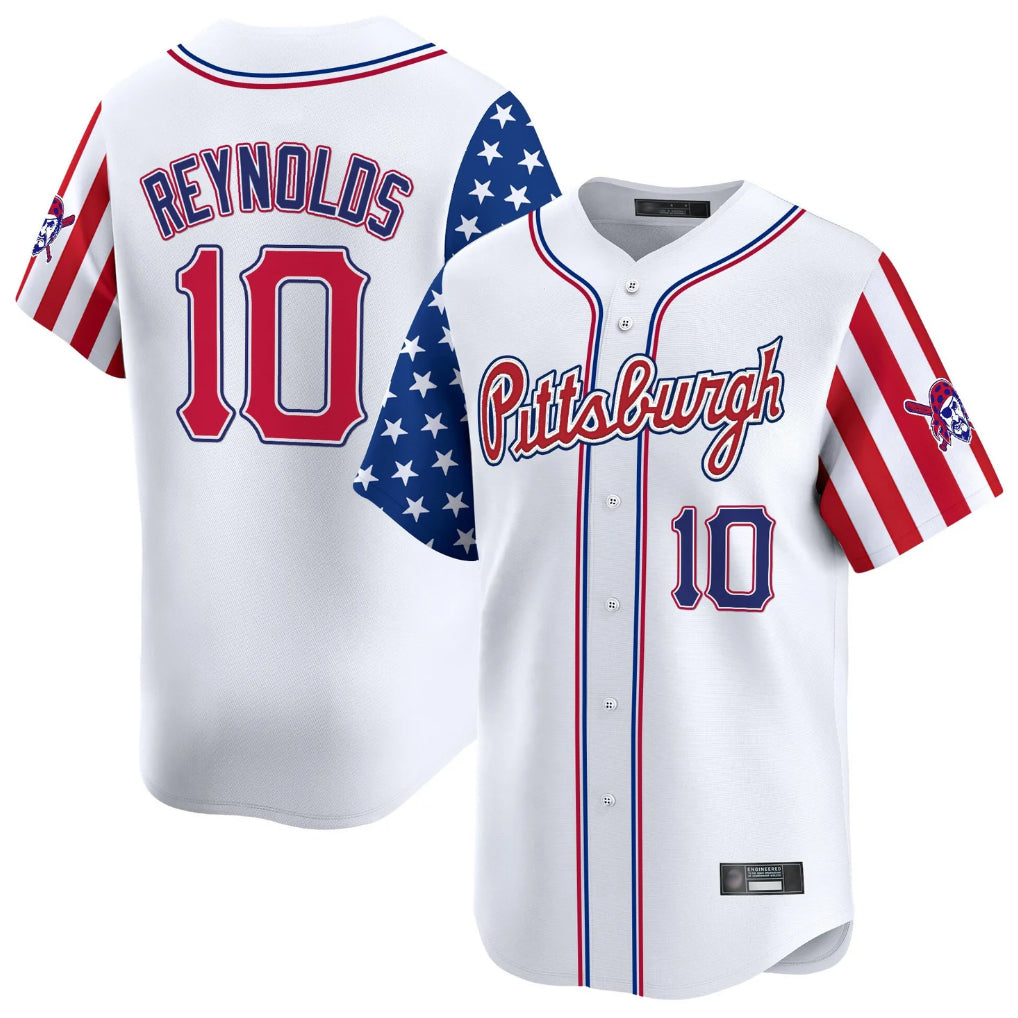 P.Pirates #10 Bryan Reynolds Player White 2025 Independence Day Vapor Premier Limited Fdoa Stitched Jerseys