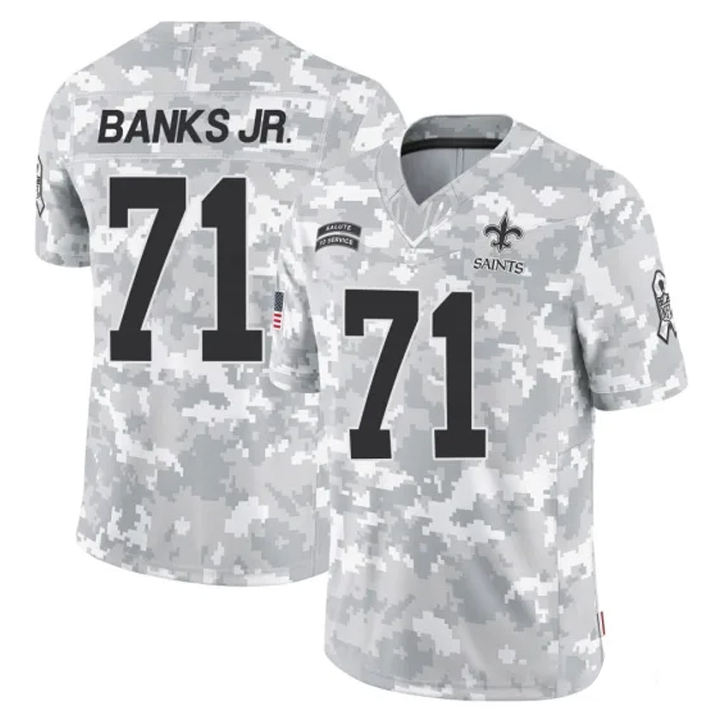 NO.Saints #71 Kelvin Banks Jr. Player Arctic Camo Salute To Service Limited Game Gdoa Stitched Jerseys