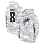 A.Falcons #8 Kyle Pitts Sr. Player Arctic Camo Salute to Service Limited Hoodie Gdoa Stitched Jerseys