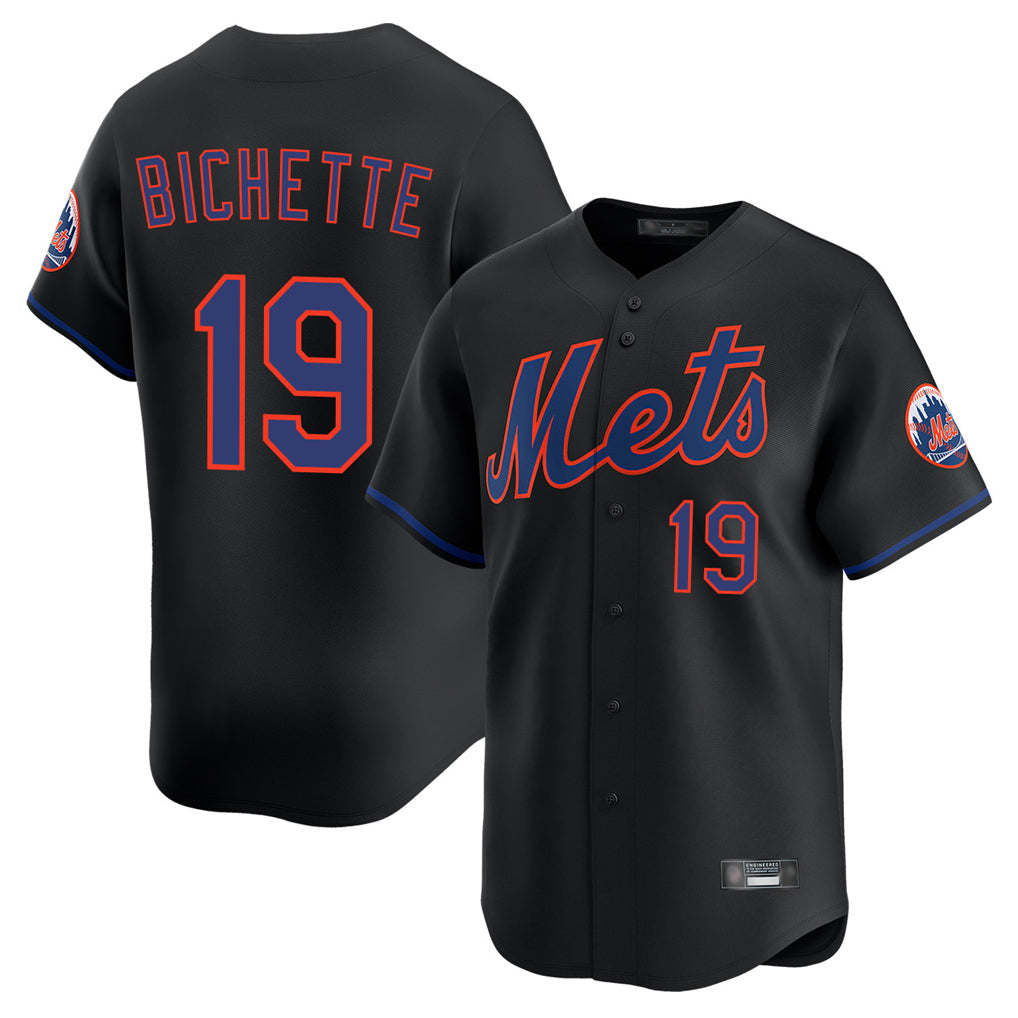 NY.Mets #19 Bo Bichette Player Black Alternate Home Limited Fdoa Stitched Jerseys