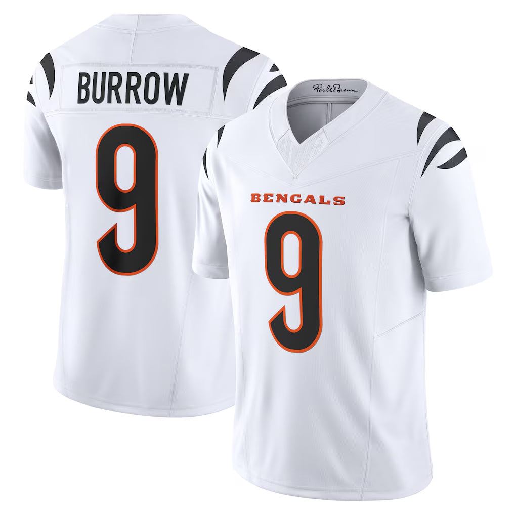C.Bengals #9 Joe Burrow Player White Vapor F.U.S.E. Limited Home Game Gdoa Stitched Jerseys